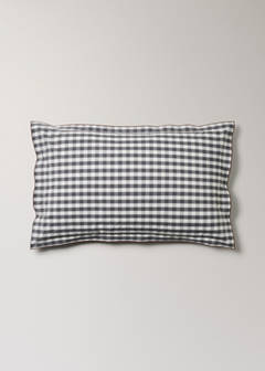Two percale cotton gingham check pillowcases 50x75 cm — Grey 7