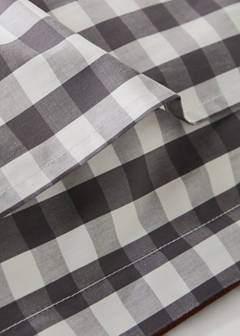 Two percale cotton gingham check pillowcases 60x60 cm — Grey 3