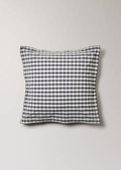 Two percale cotton gingham check pillowcases 60x60 cm — Grey 7