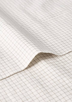 Yarn-dyed cotton top sheet with mini-check print for cot — Ecru 1