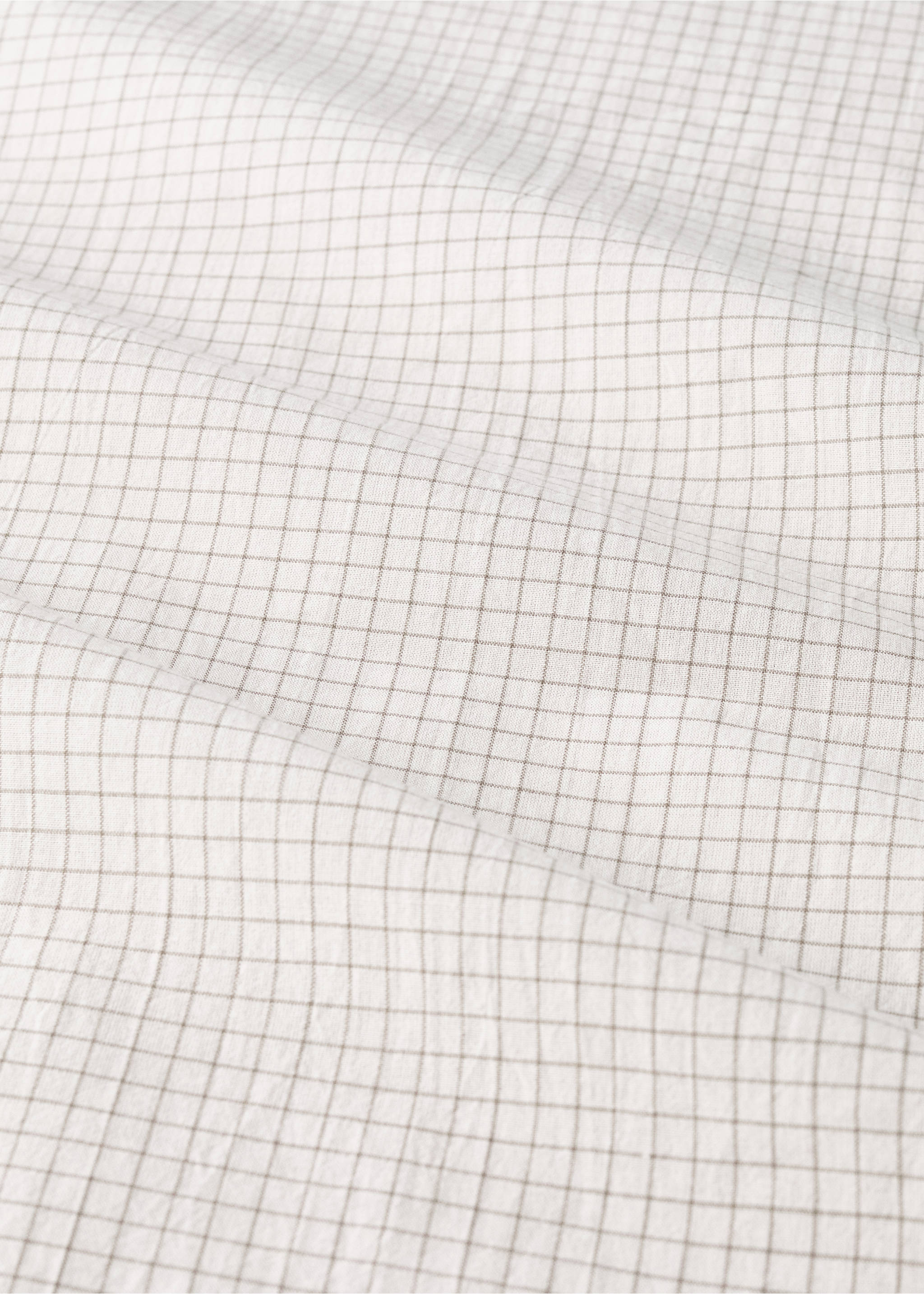 Yarn-dyed cotton top sheet with mini-check print for cot - Details of the article 2, Ecru. Ref: 17051566-00.