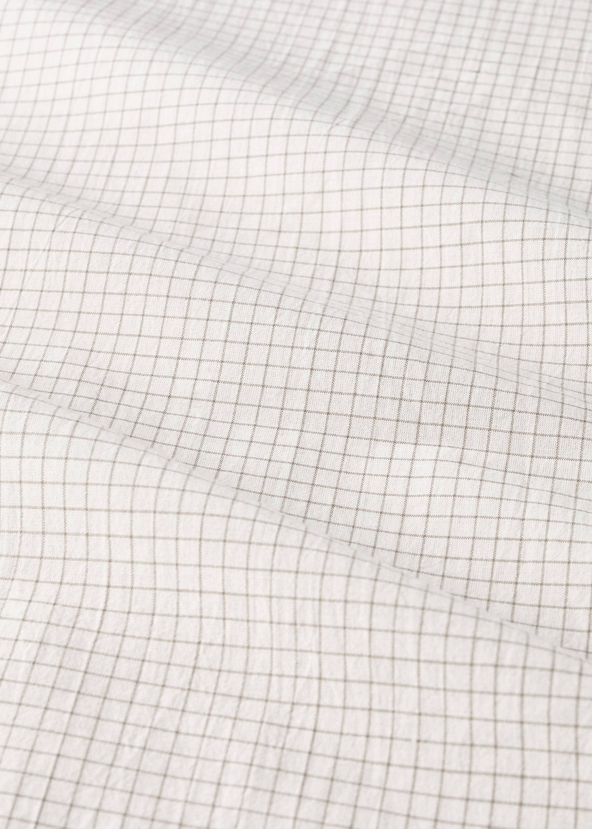Yarn-dyed cotton top sheet with mini-check print for cot — Ecru