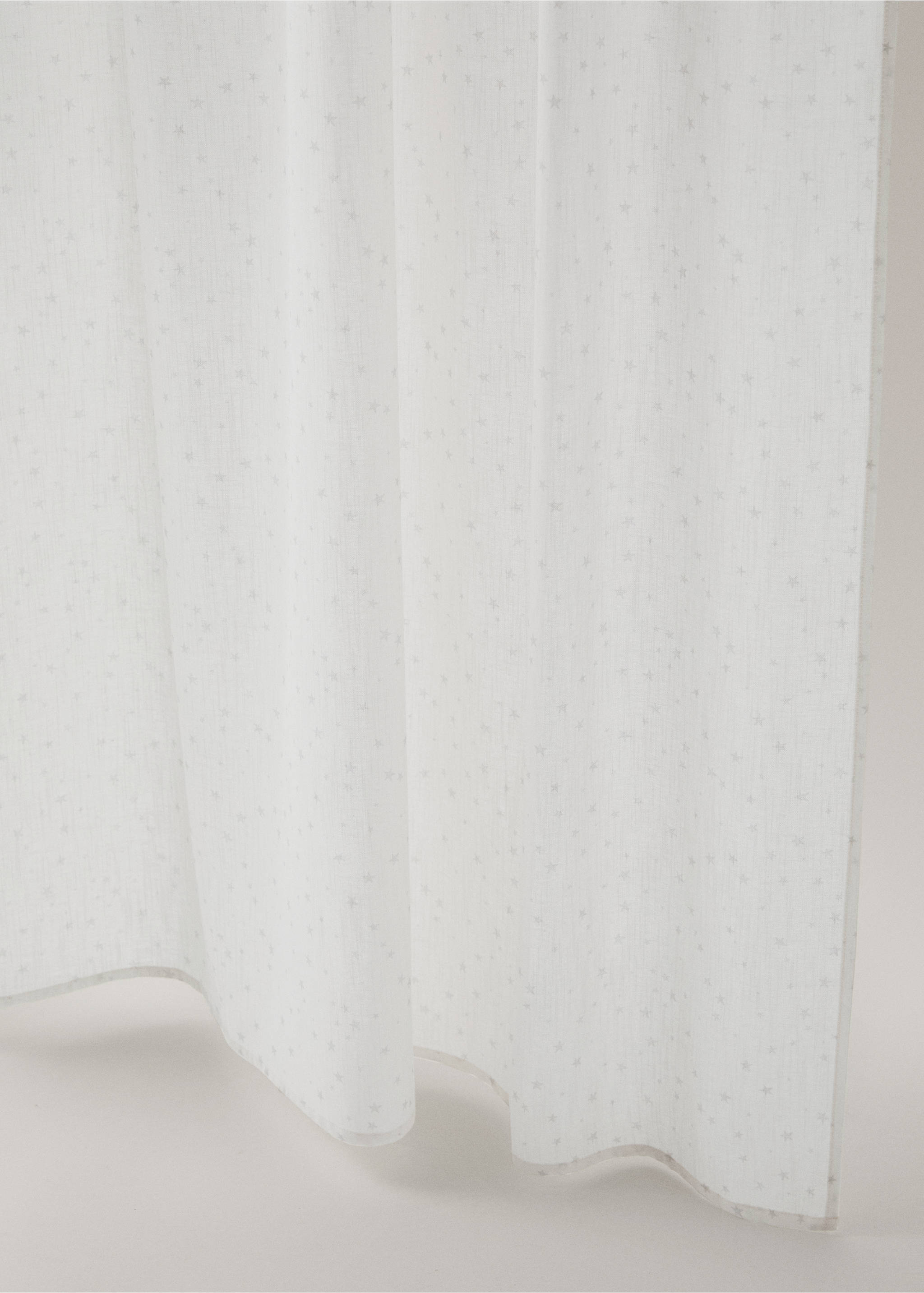 Cotton curtain with star print - Details of the article 1, White. Ref: 17051568-00.