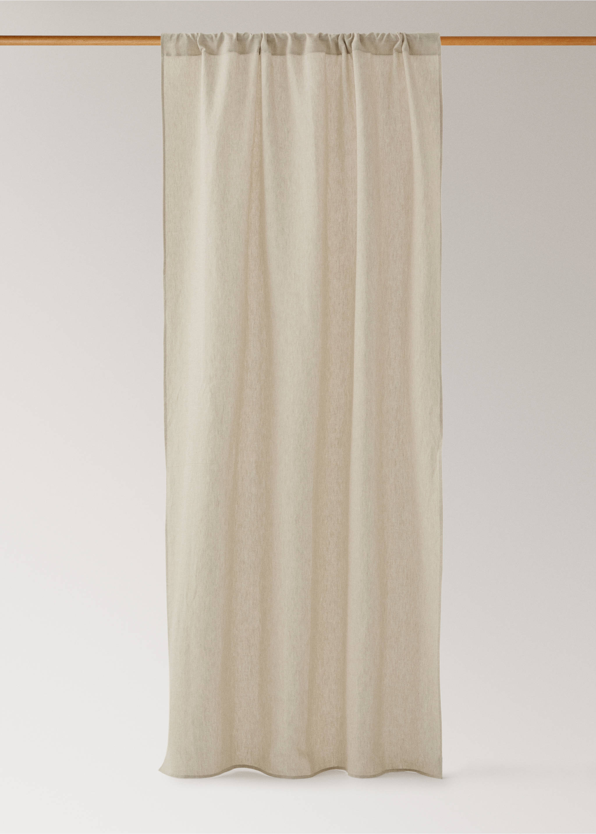 Linen curtain with hemstitch details - Article without model, Beige. Ref: 17051569-00.