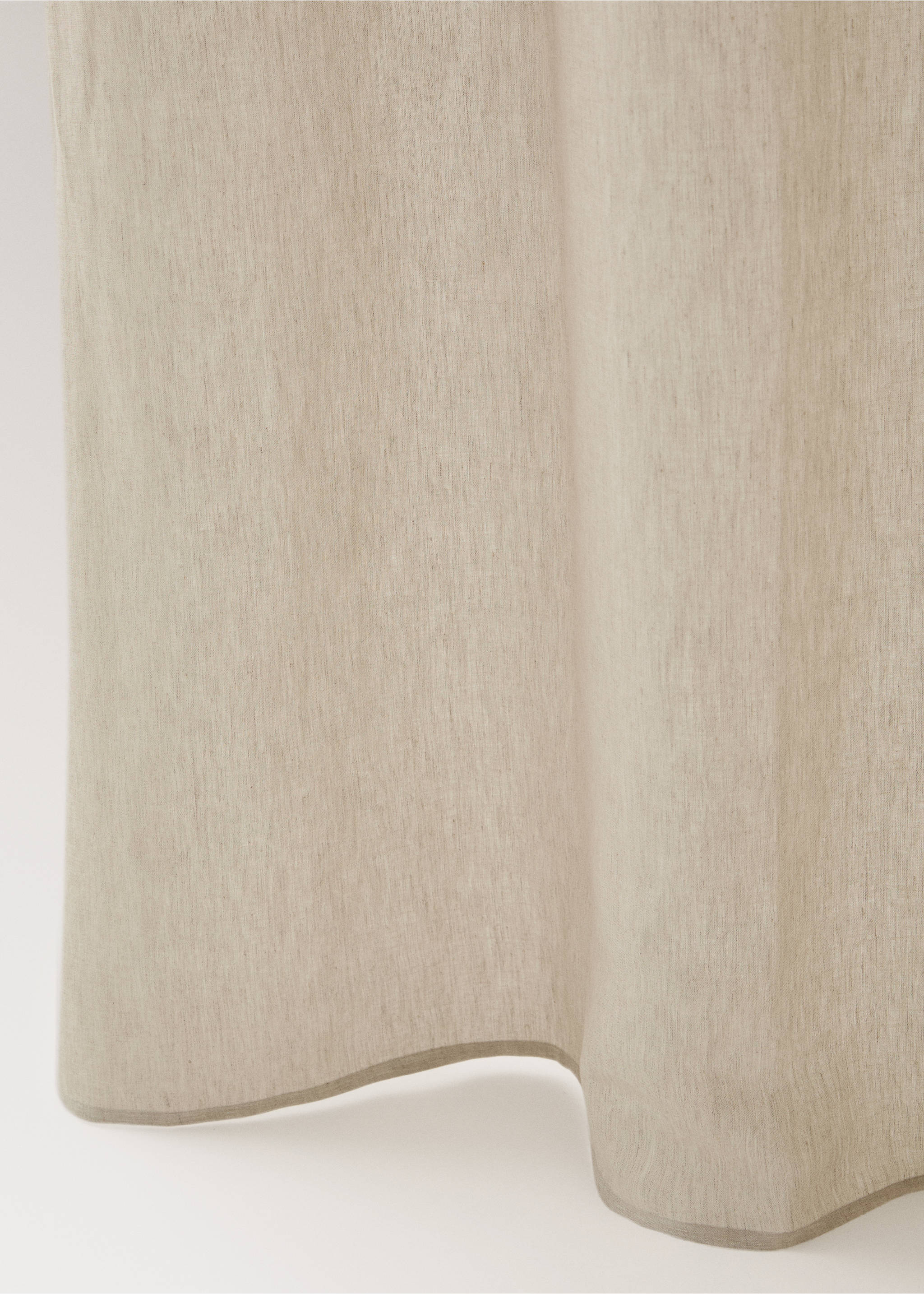 Linen curtain with hemstitch details - Details of the article 1, Beige. Ref: 17051569-00.