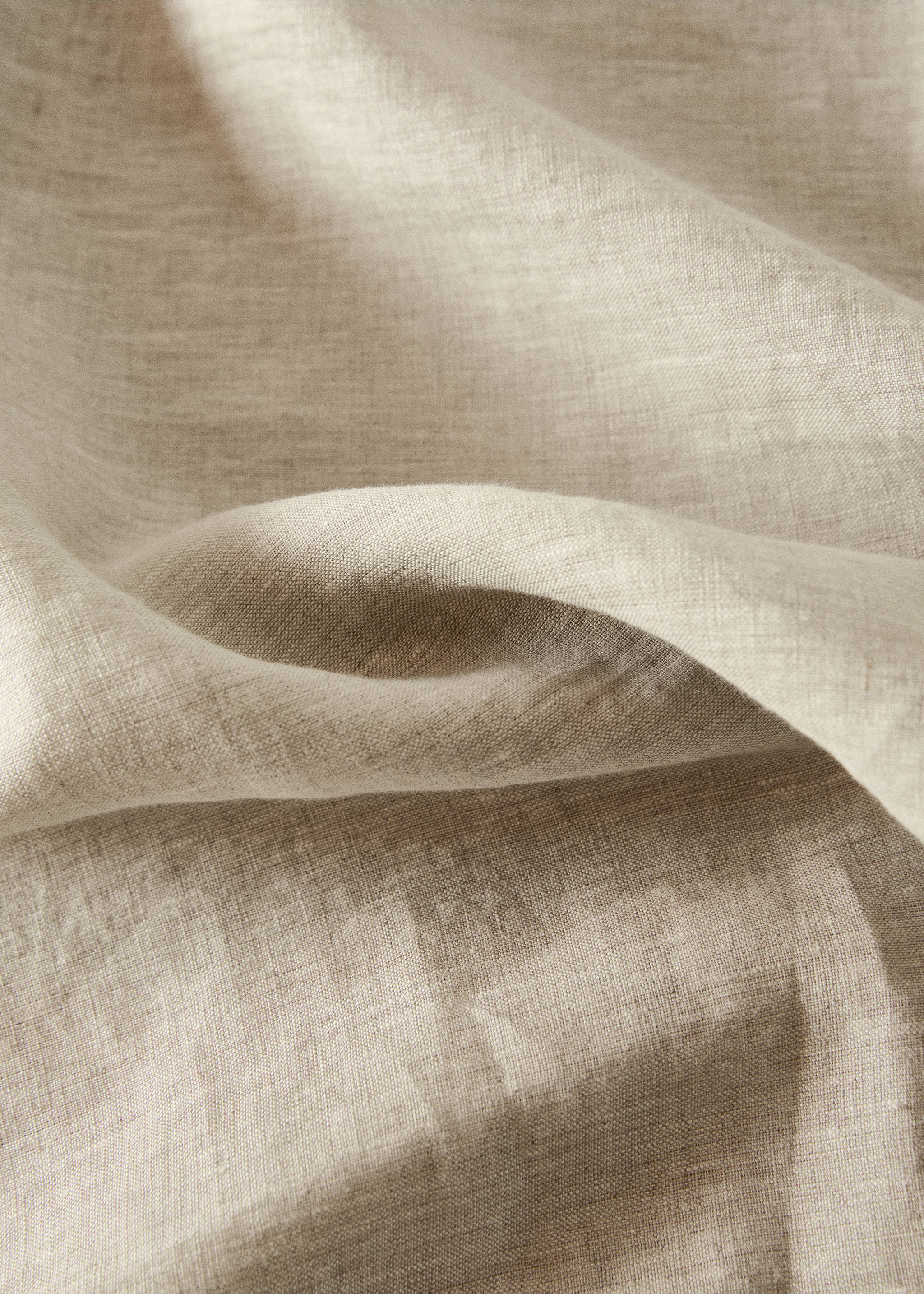 Linen curtain with hemstitch details - Details of the article 3, Beige. Ref: 17051569-00.