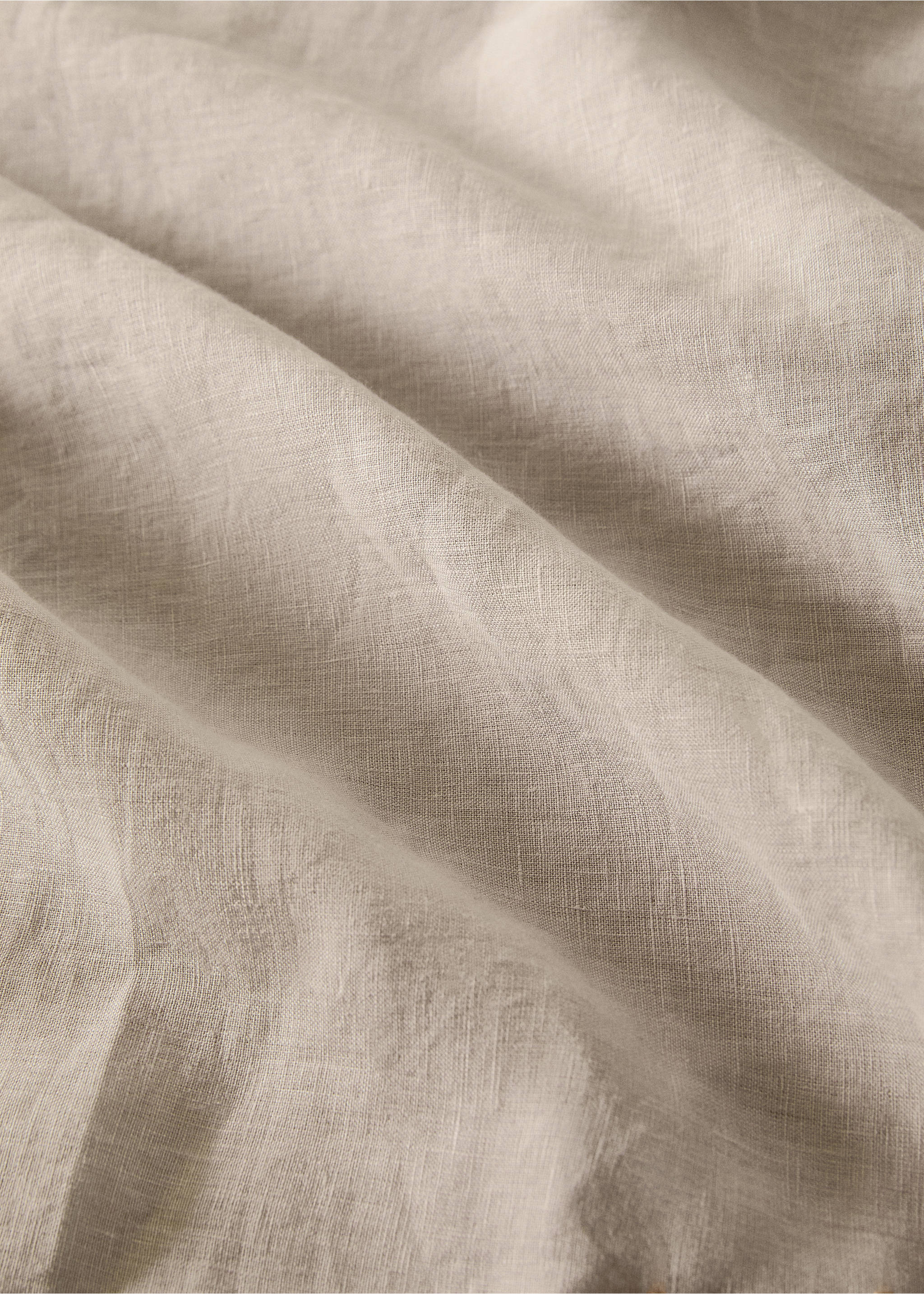 Linen curtain with hemstitch details - Details of the article 3, Medium Brown. Ref: 17051569-00.