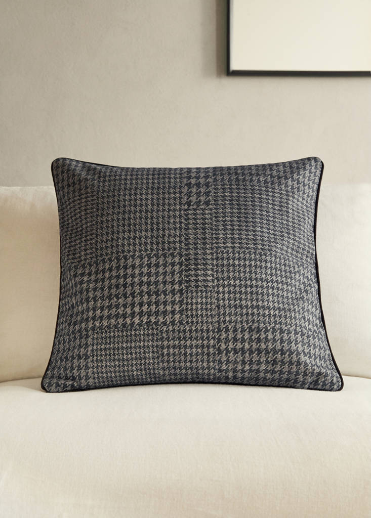 MANGO HOME - Housse de coussin pied-de-poule avec liseré gris - 50x50cm