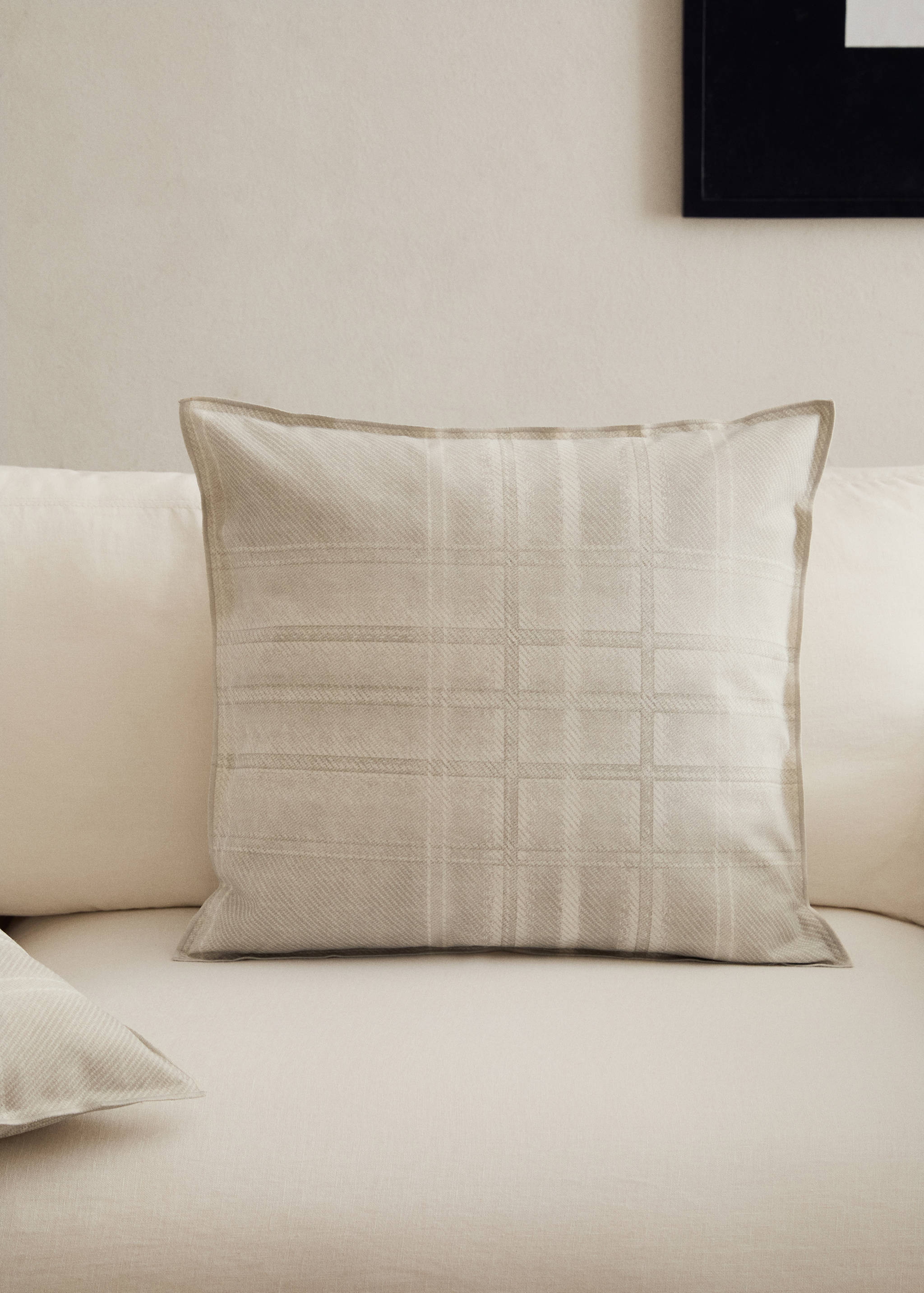 Cotton check-print cushion cover 50x50 cm - General plane