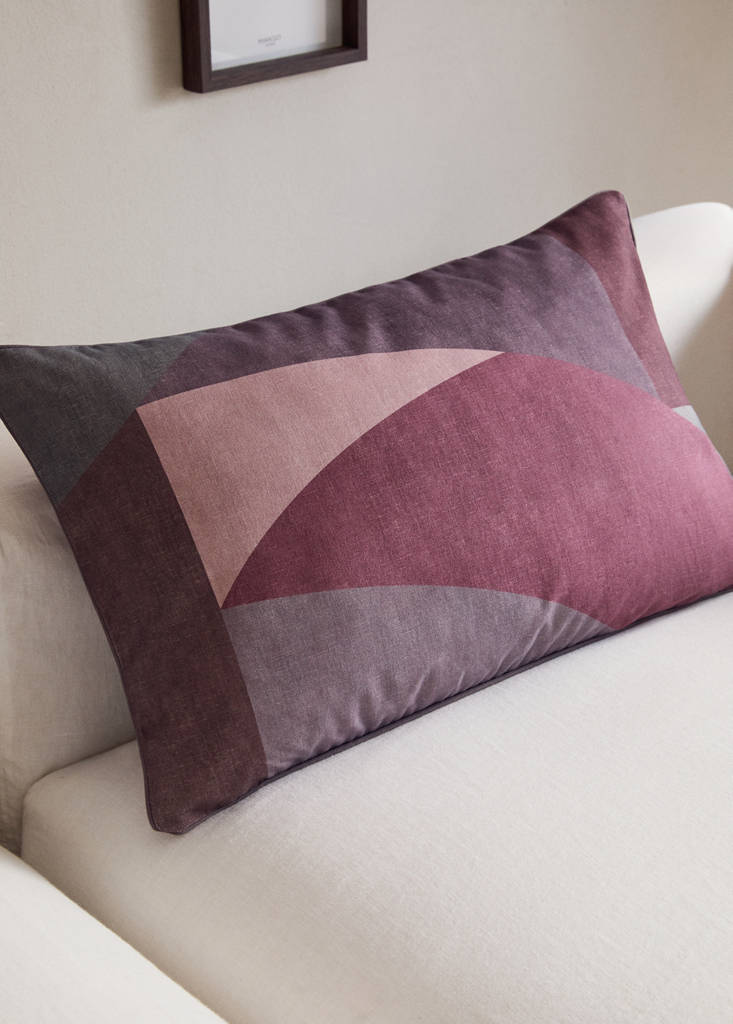 MANGO HOME - Housse de coussin coton imprimé abstrait 40x60 cm prune - 40x60cm