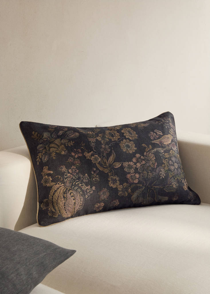 MANGO HOME - Housse de coussin imprimé à fleurs 40x60 cm bleu encre - 40x60cm