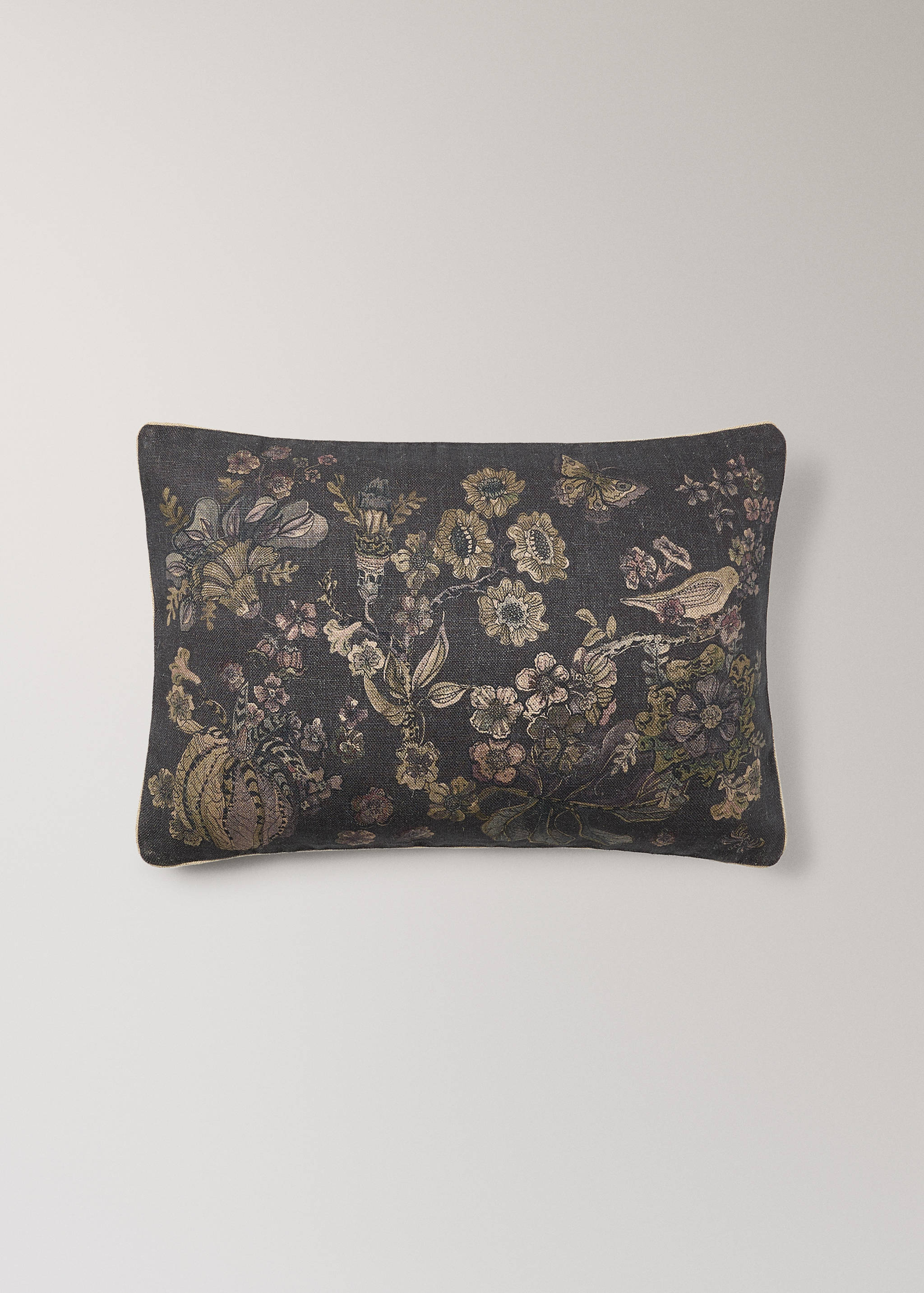 Linen floral-print cushion cover 40x60 cm - Article without model