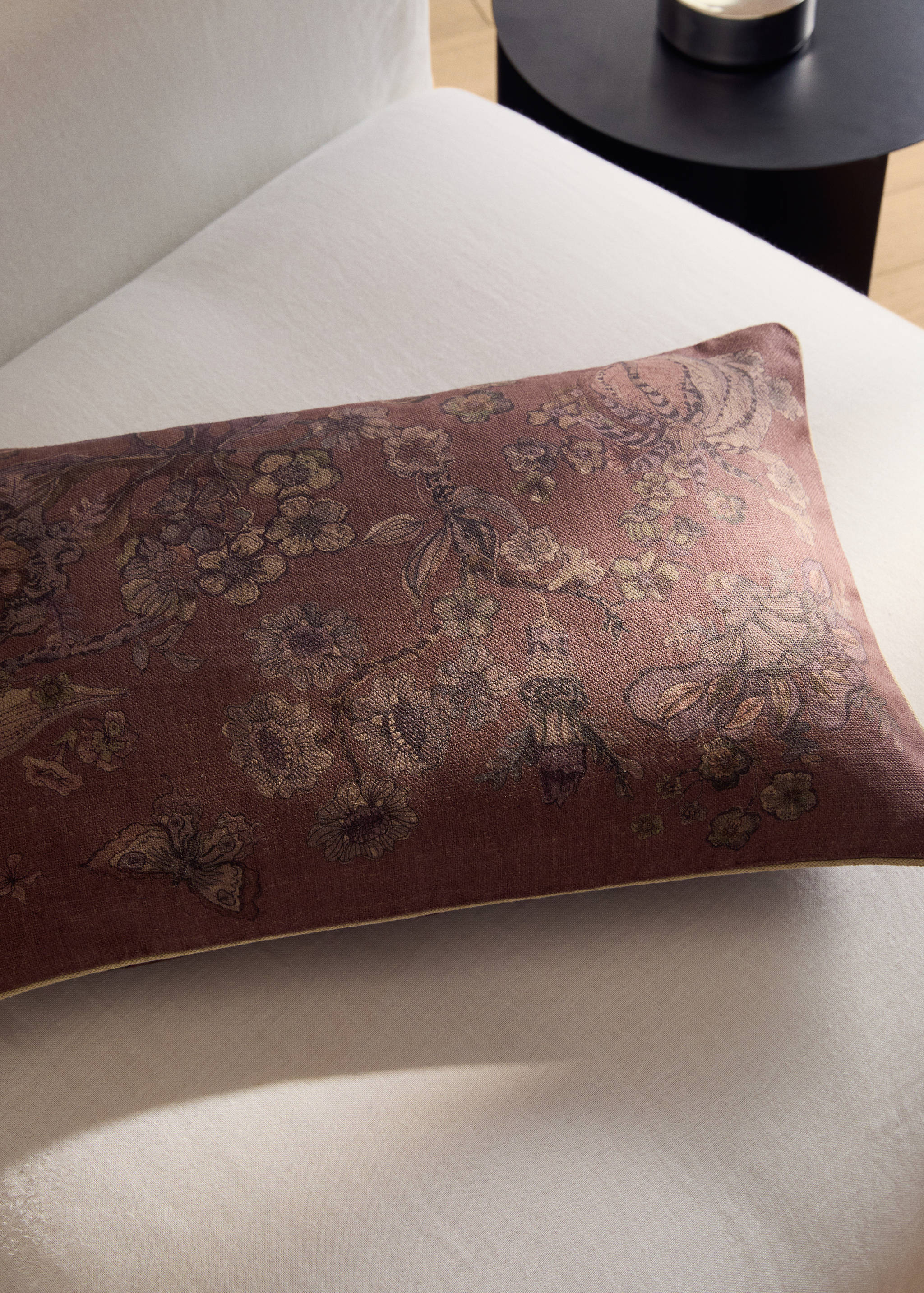Linen floral-print cushion cover 40x60 cm - General plane