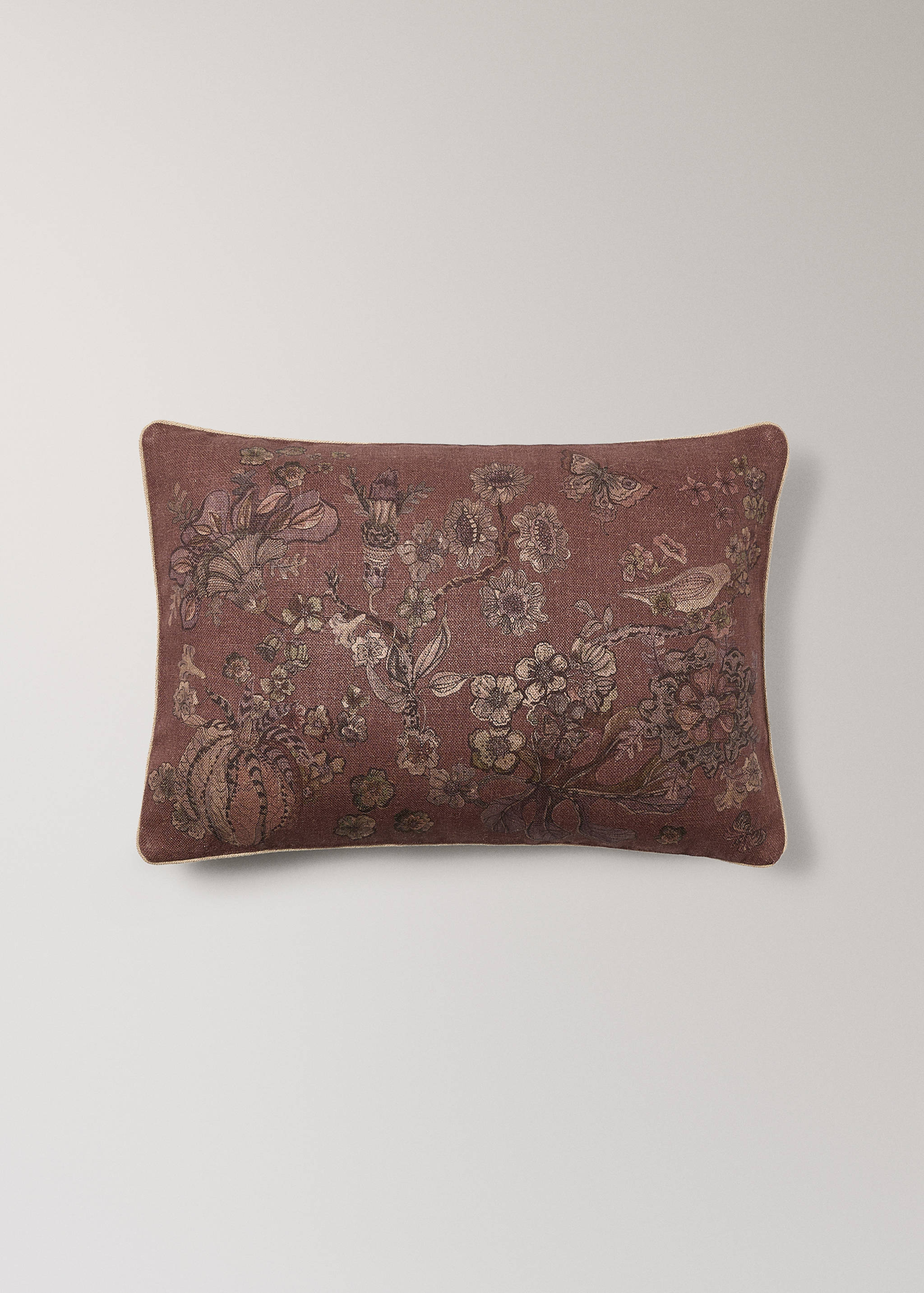 Linen floral-print cushion cover 40x60 cm - Article without model