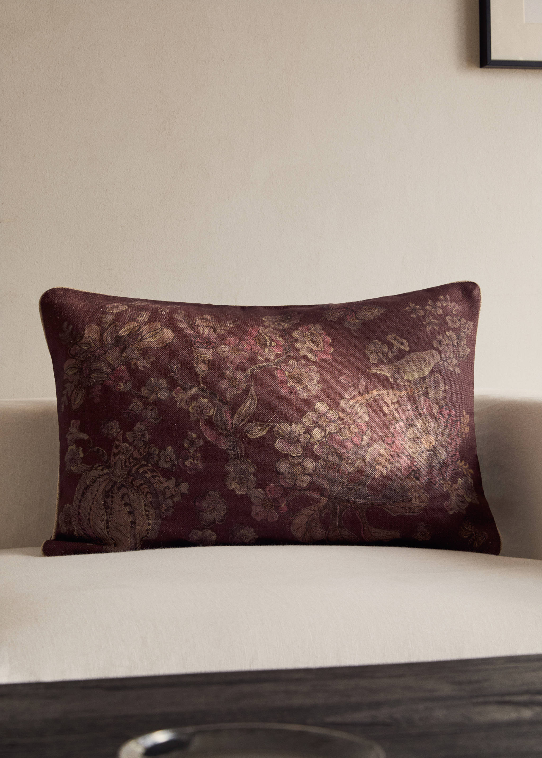 Husă de pernă din in cu imprimeu floral 40x60 cm - Plan general