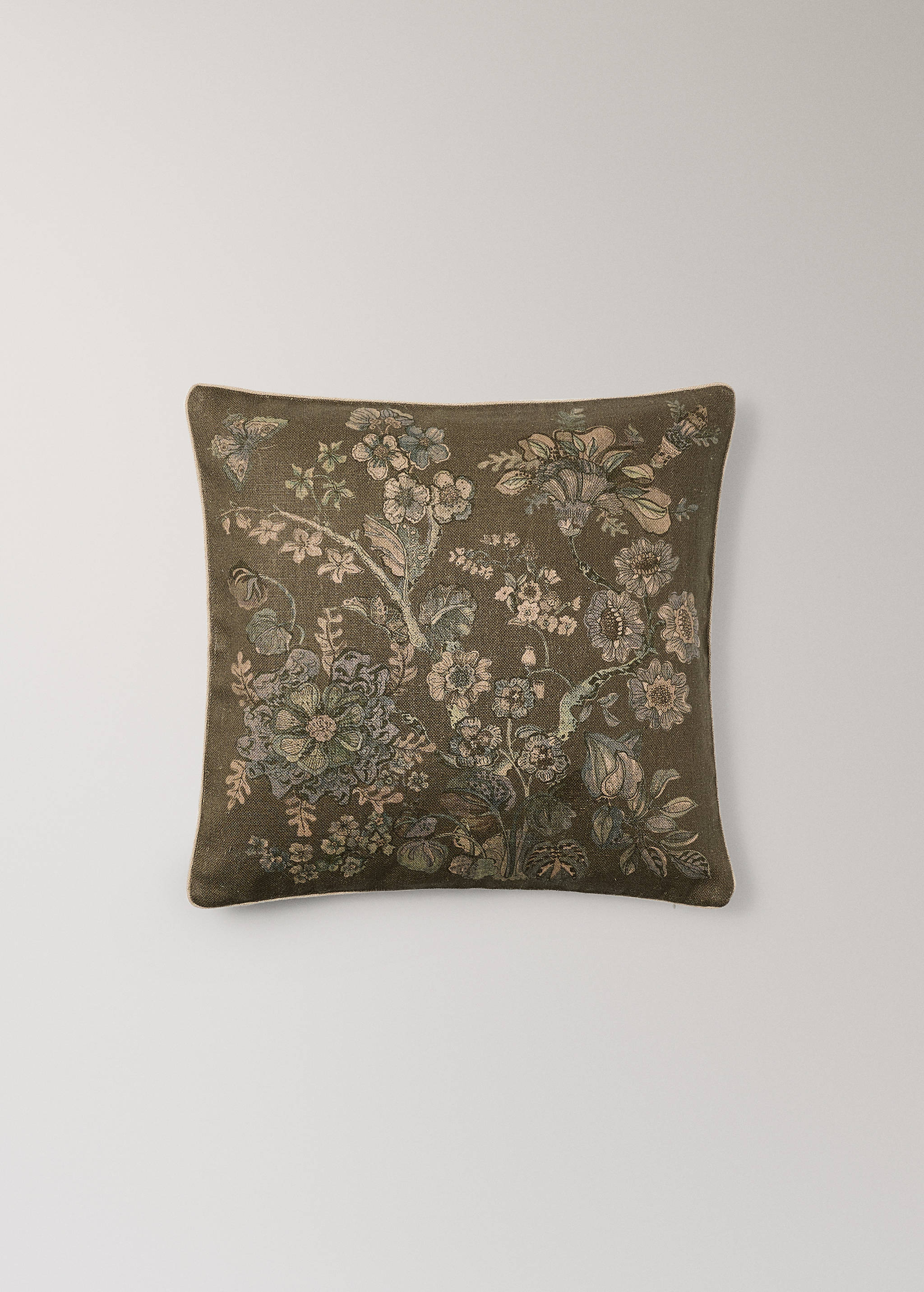 Linen floral-print cushion cover 50x50 cm - Article without model