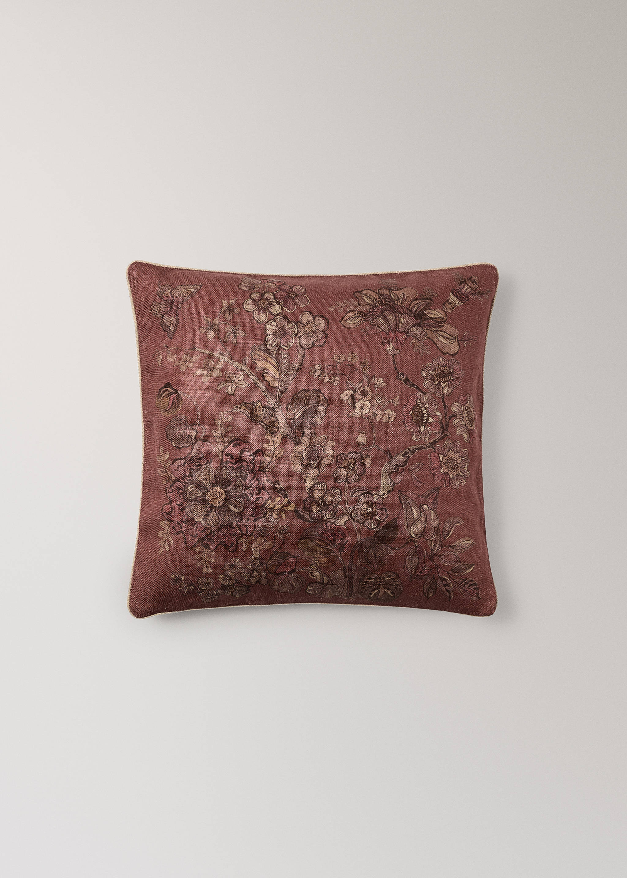 Linen floral-print cushion cover 50x50 cm - Article without model