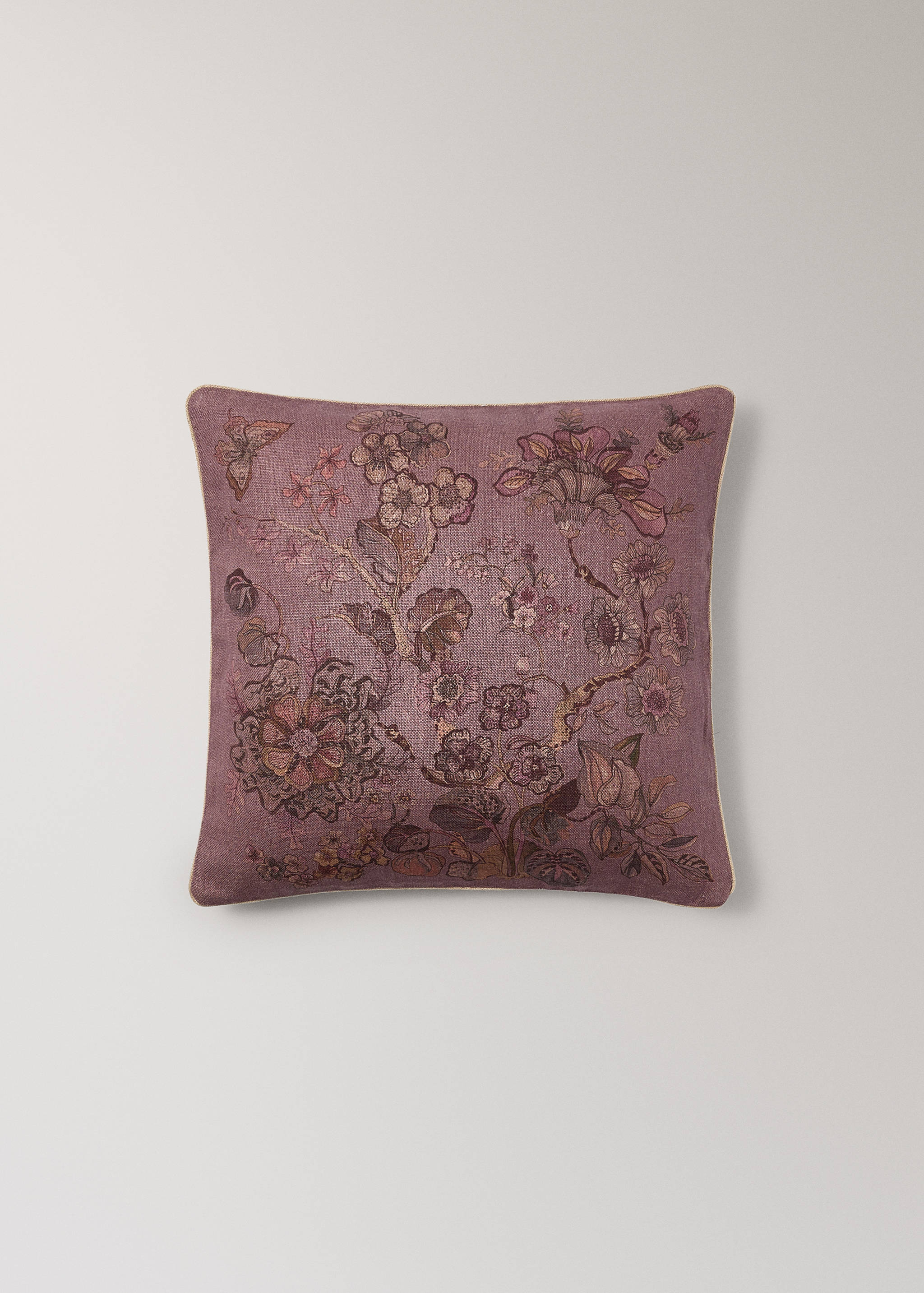 Linen floral-print cushion cover 50x50 cm - Article without model
