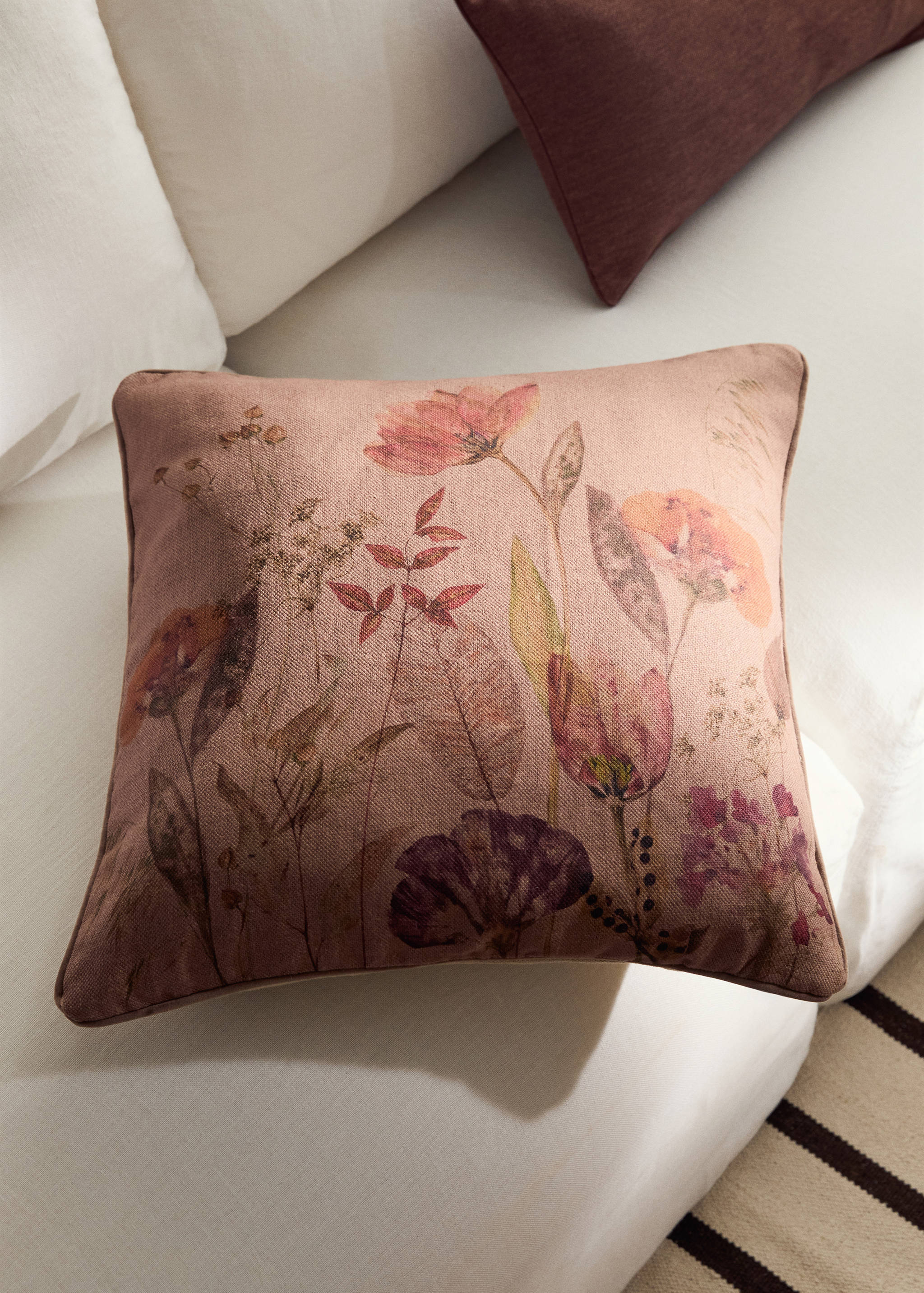 Leinen-Kissenhülle mit Blumenprint 50x50 cm - Allgemeine Ansicht