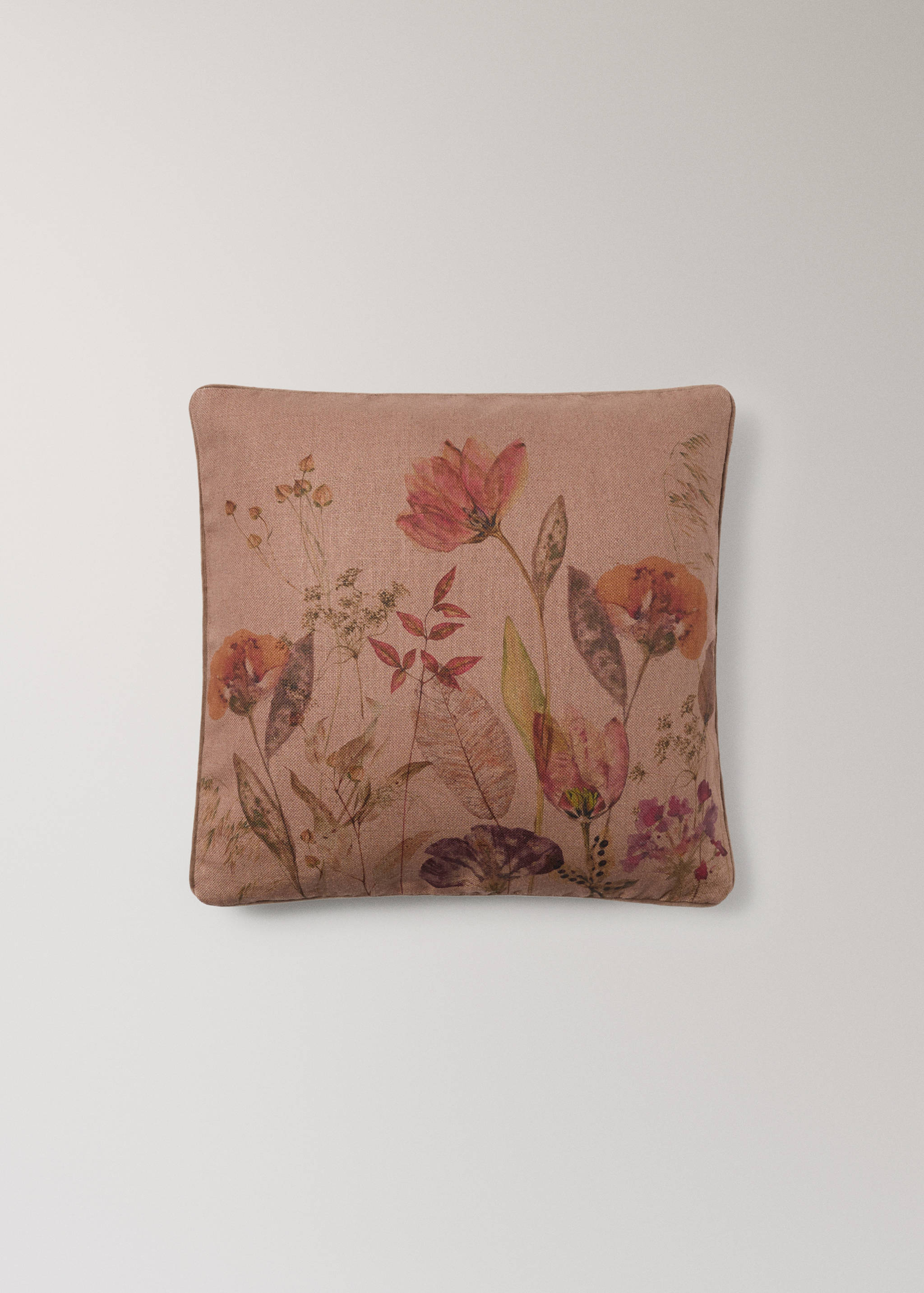 Leinen-Kissenhülle mit Blumenprint 50x50 cm - Artikel ohne Model