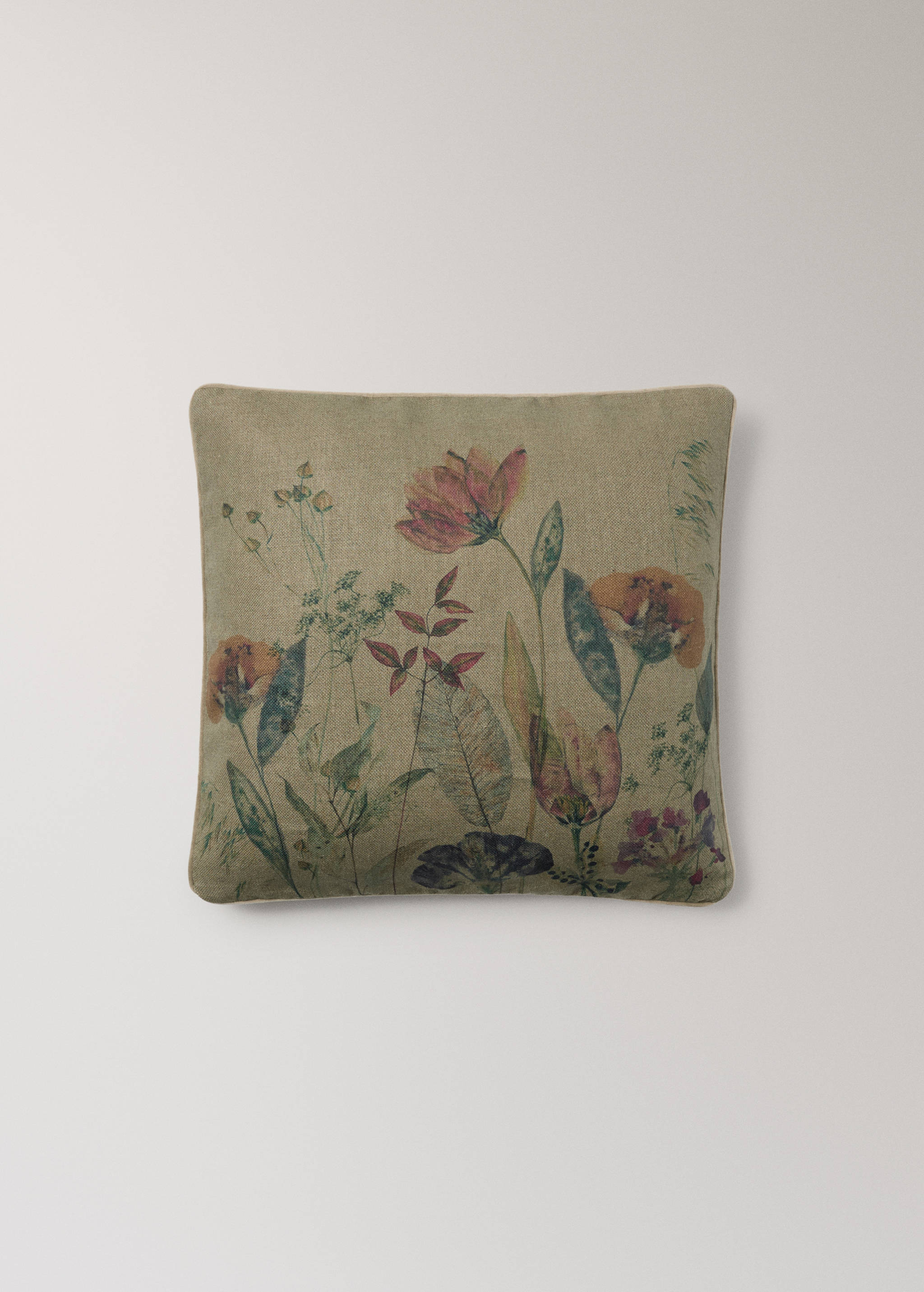 Leinen-Kissenhülle mit Blumenprint 50x50 cm - Artikel ohne Model