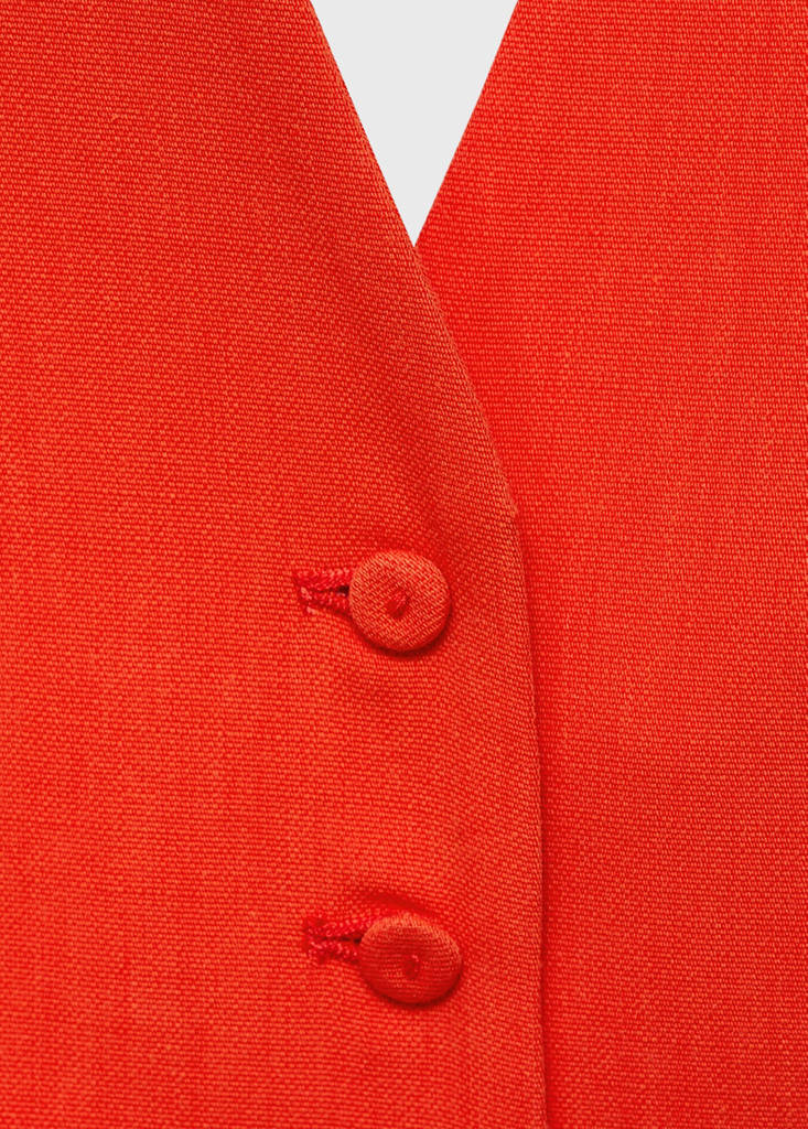 Halter-neck peplum waistcoat — Coral Red