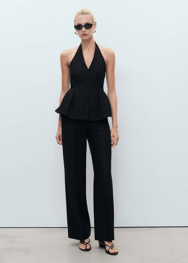 Halter-neck peplum waistcoat — Black