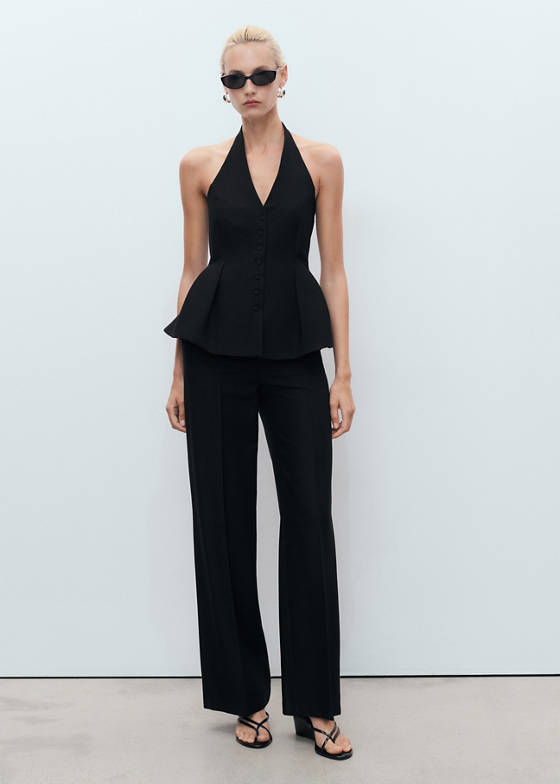 Halter yaka peplum yelek