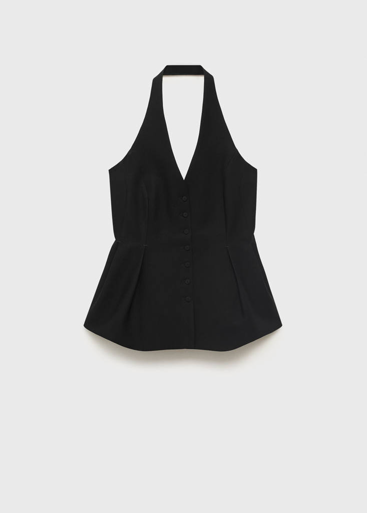 Halter-neck peplum waistcoat — Black