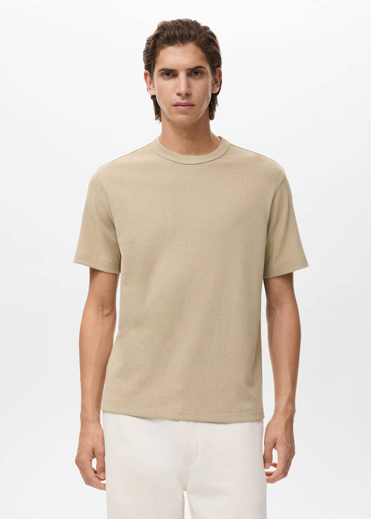 Fine-knit T-shirt — Beige
