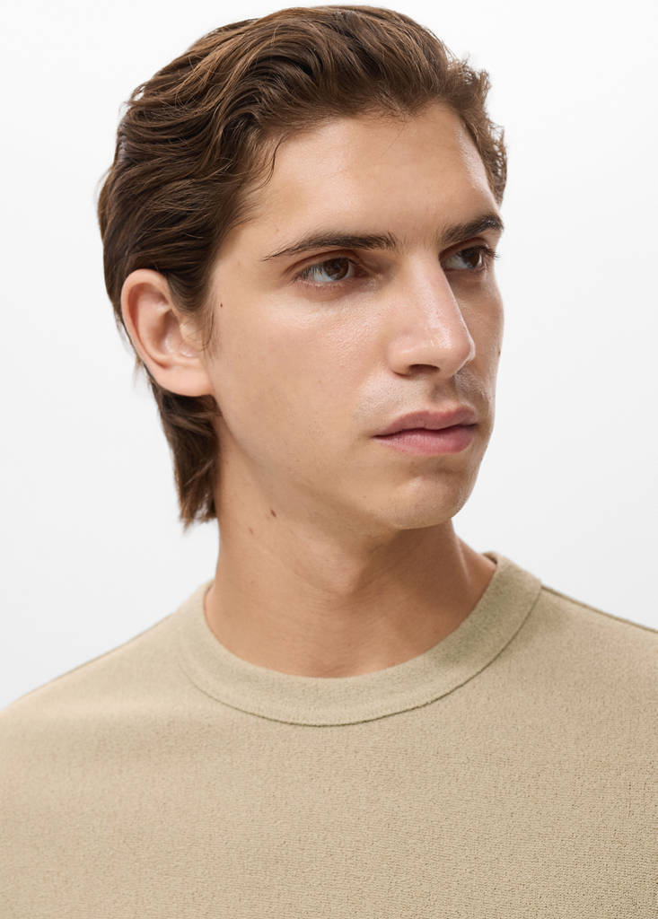 Fine-knit T-shirt — Beige