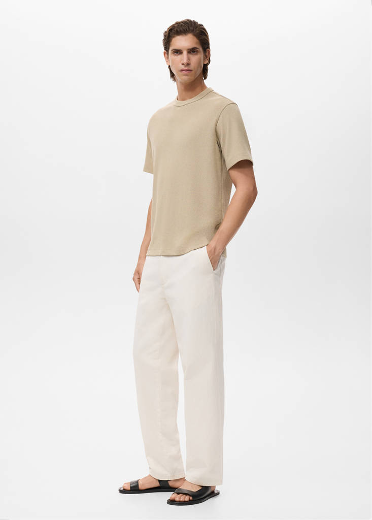 Fine-knit T-shirt — Beige