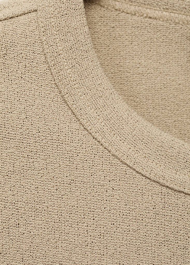 Fine-knit T-shirt — Beige