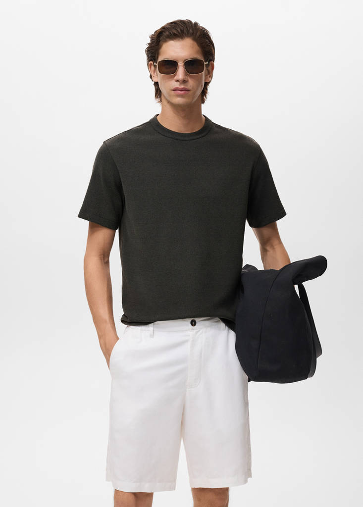 Fine-knit T-shirt — Charcoal