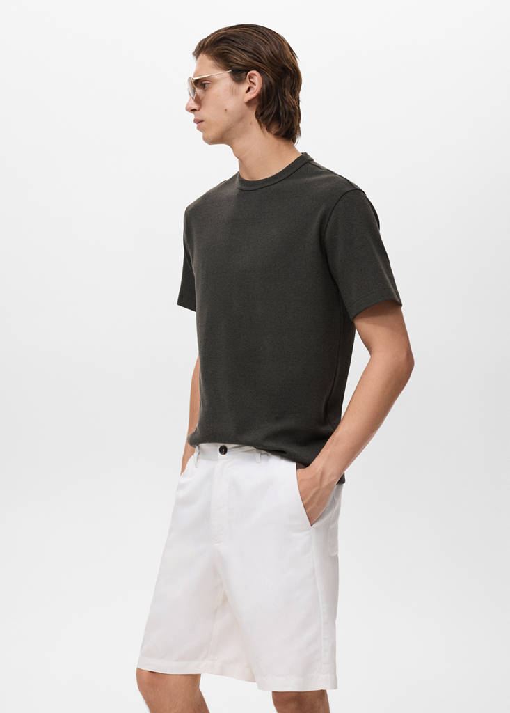 Fine-knit T-shirt — Charcoal