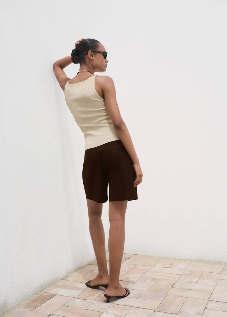 Fine ribbed knit top — Silver