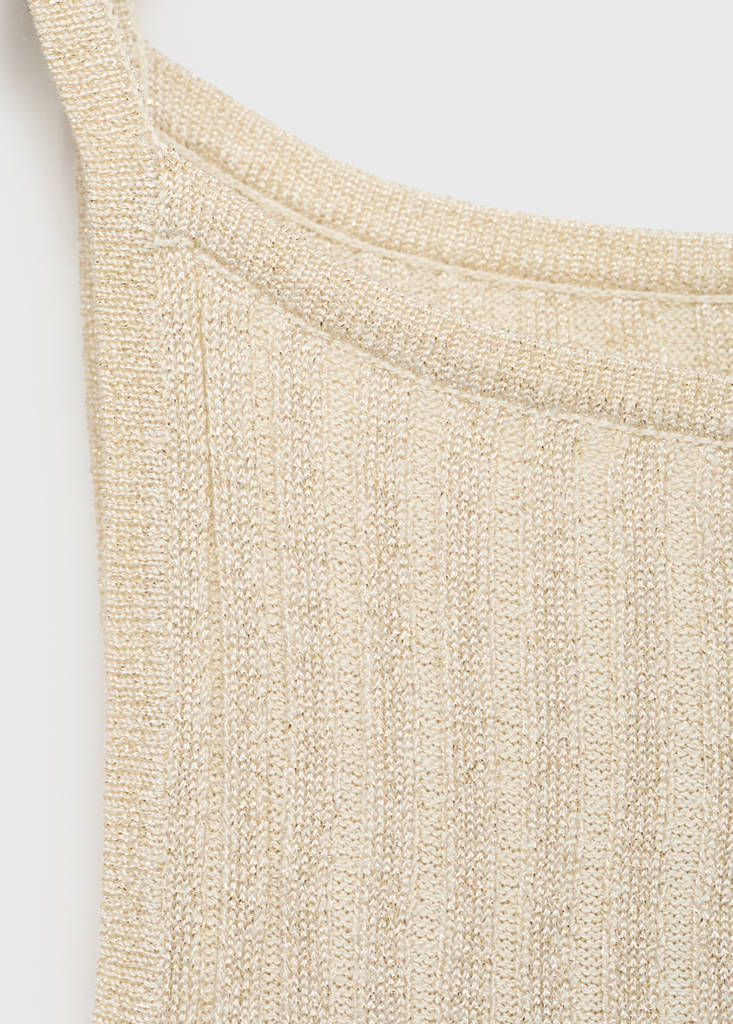 Fine ribbed knit top — Silver