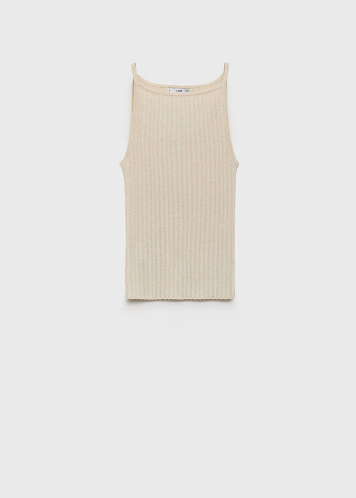 Fine ribbed knit top — Silver