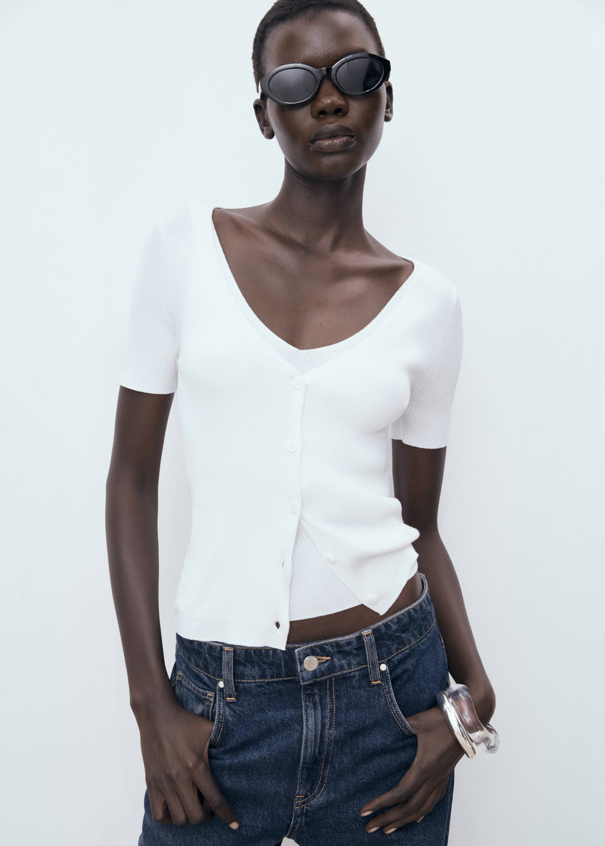 Mixed ribbed sweater - Medium plane