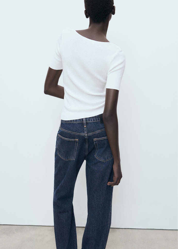 Mixed ribbed sweater — White