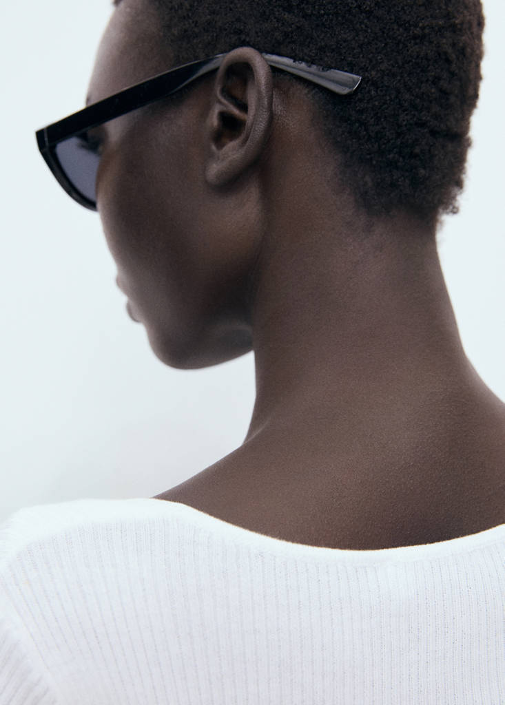 Mixed ribbed sweater — White