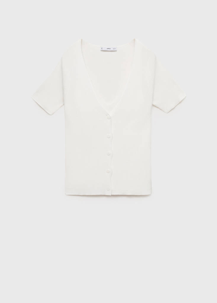 Mixed ribbed sweater — White