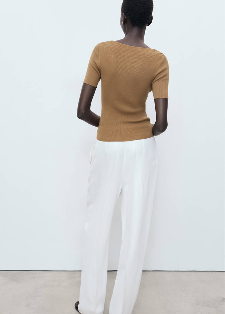 Mixed ribbed sweater — Tobacco Brown