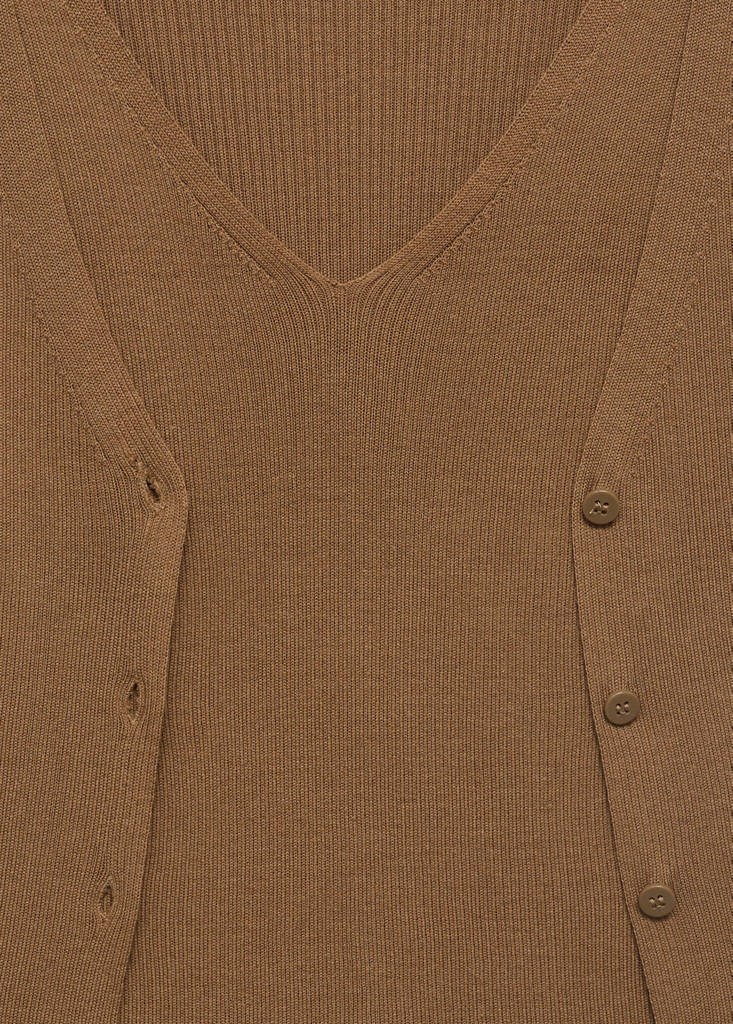 Mixed ribbed sweater — Tobacco Brown