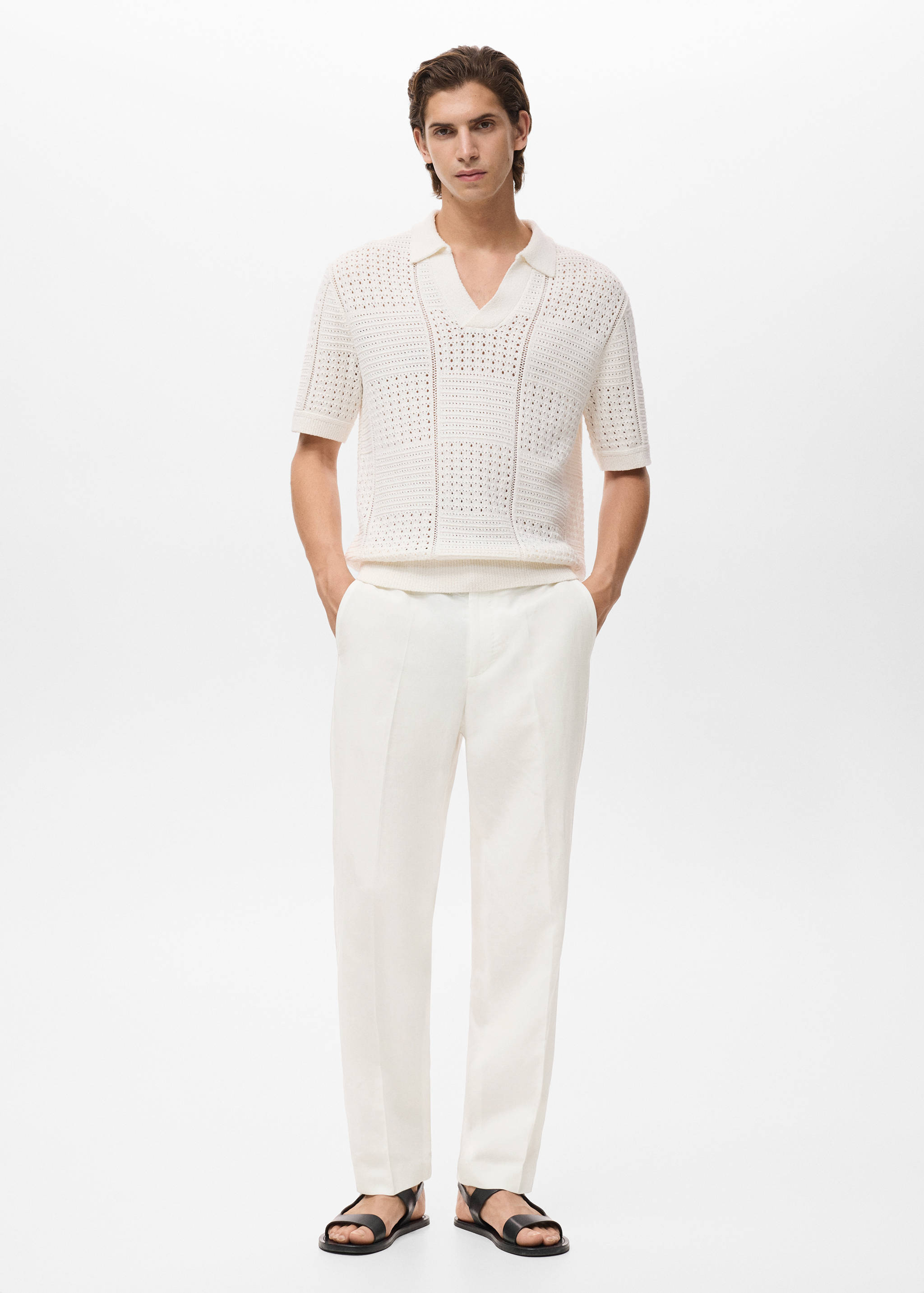 Straight-leg trousers in a linen and lyocell blend - General plane