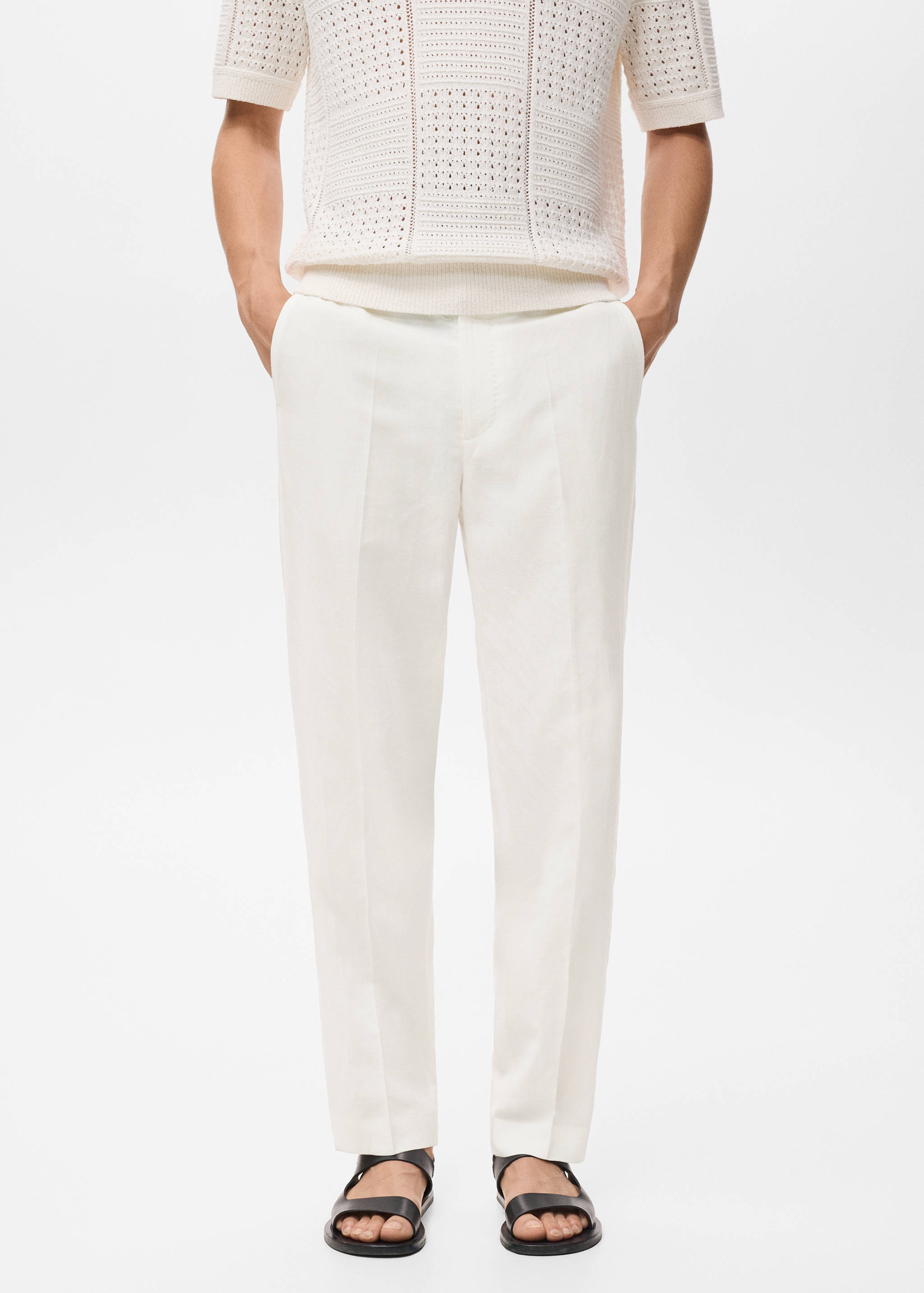 Straight-leg trousers in a linen and lyocell blend - Medium plane