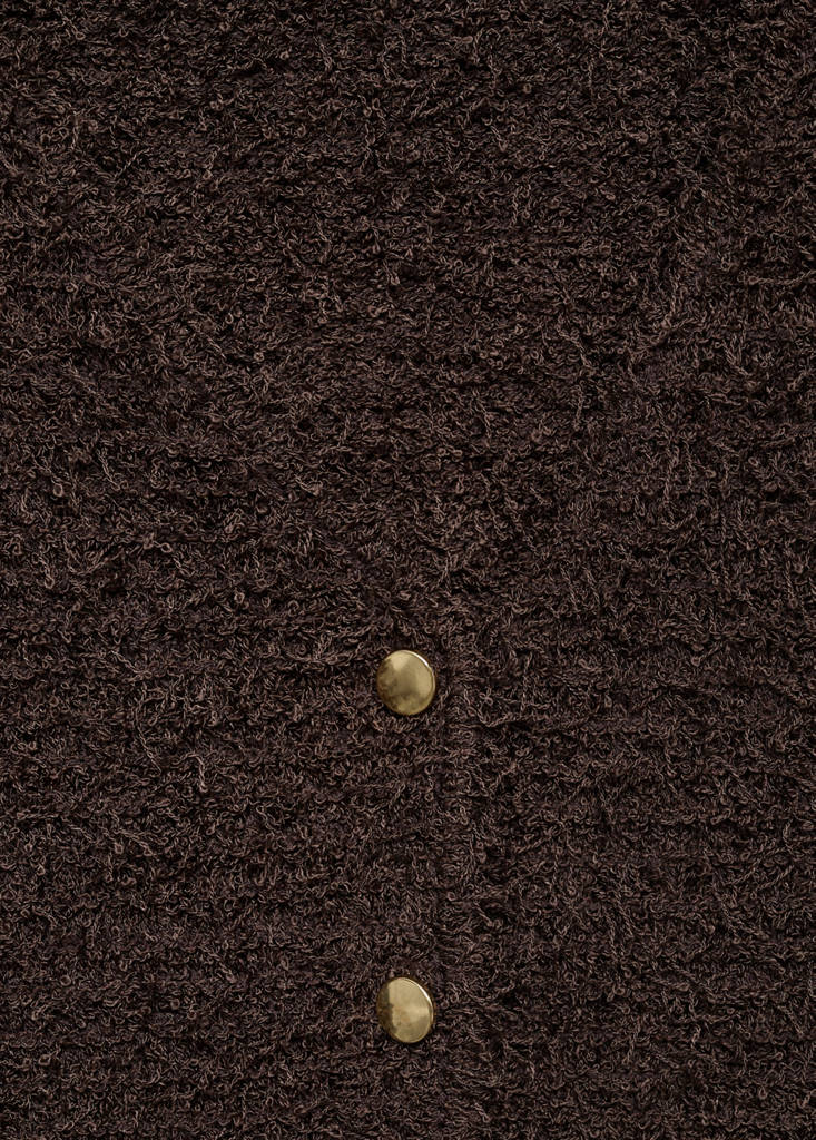 Short-sleeved bouclé cardigan — Chocolate