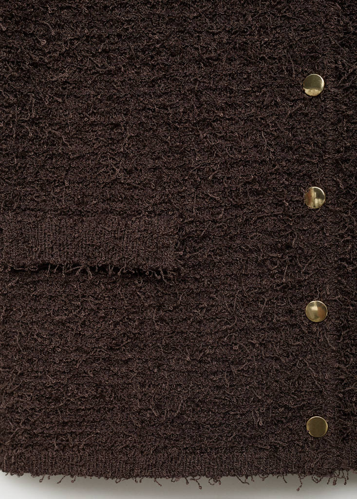 Short-sleeved bouclé cardigan — Chocolate
