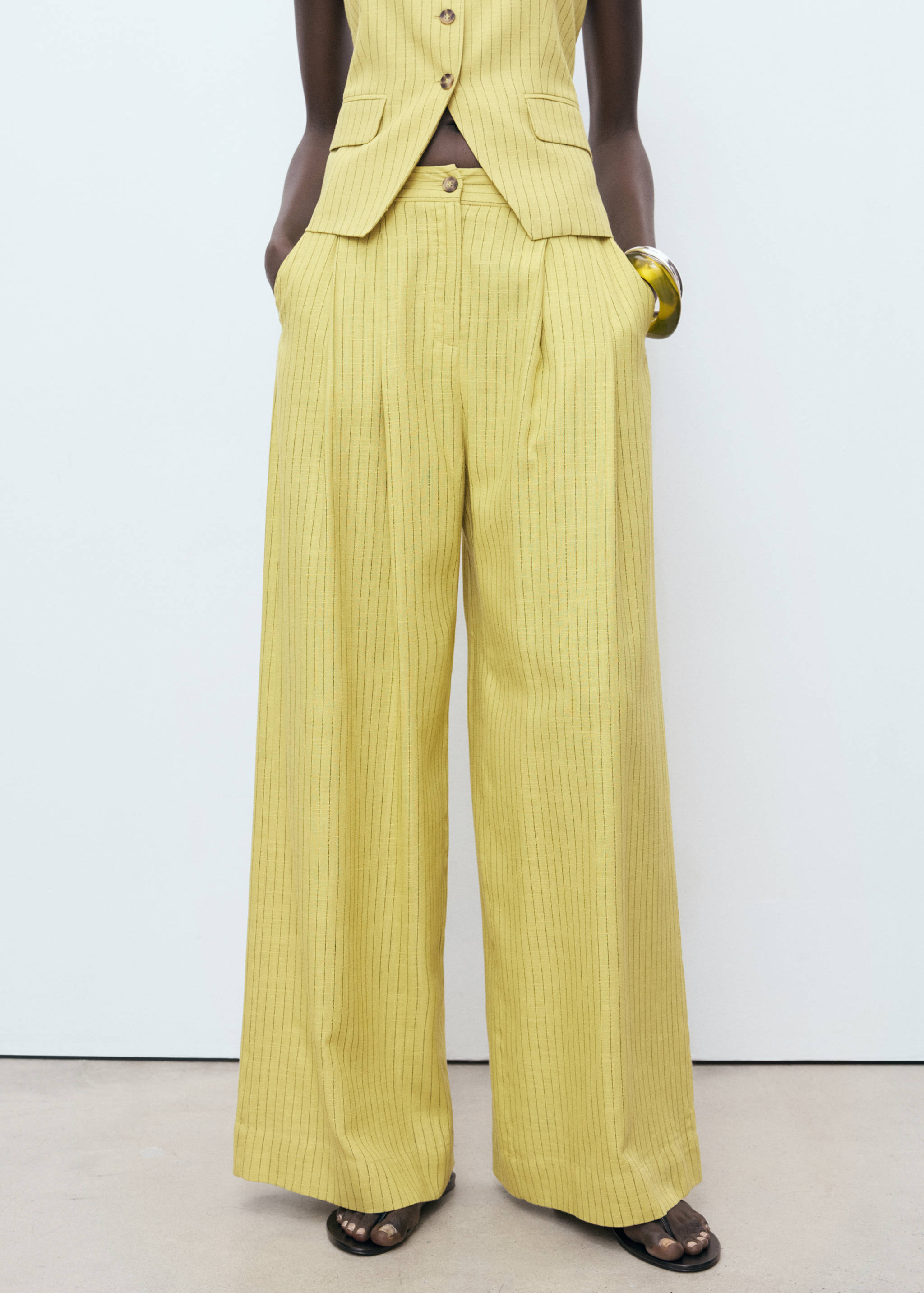 Striped straight suit trousers - Medium plane