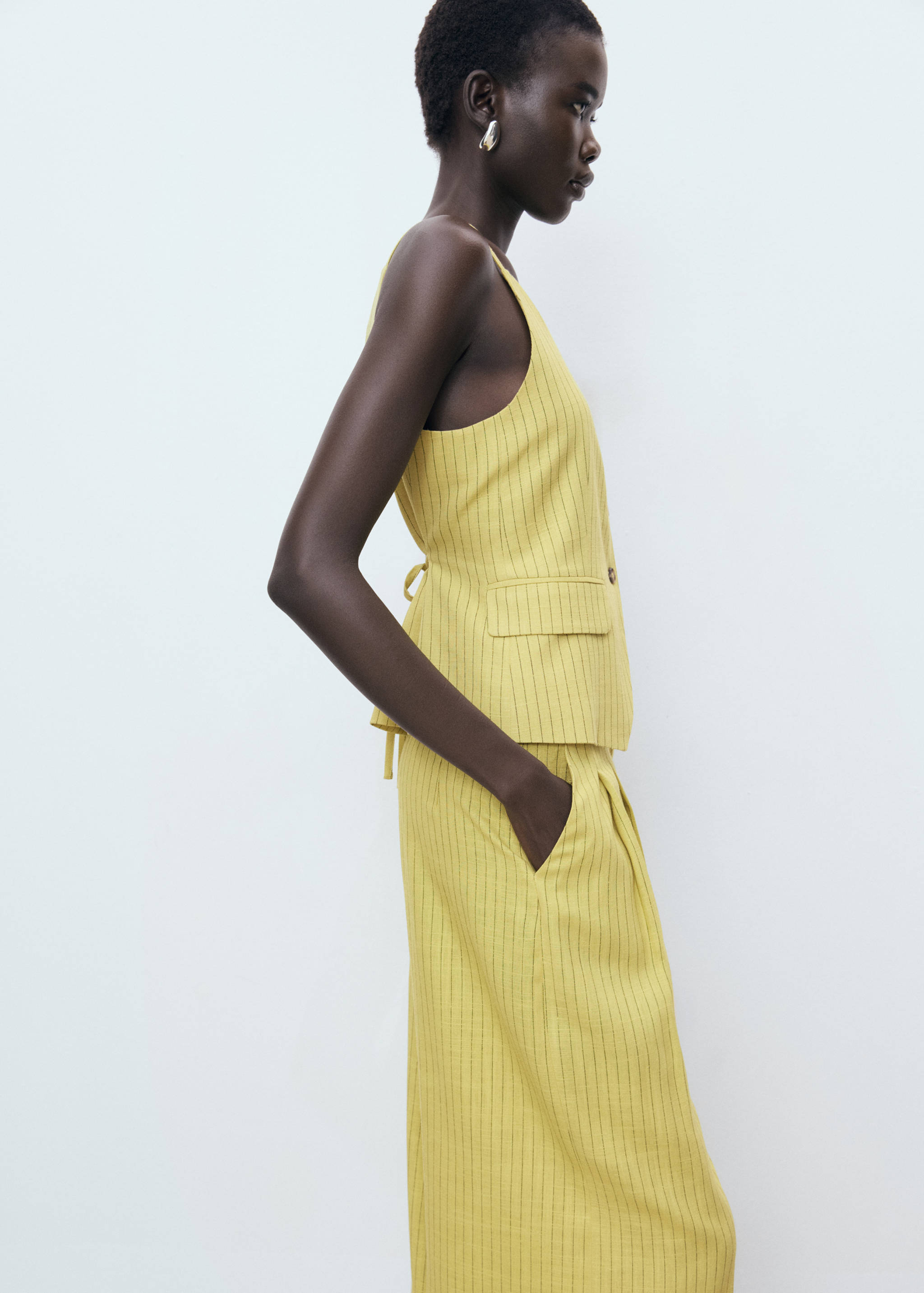 Striped straight suit trousers - Details of the article 1